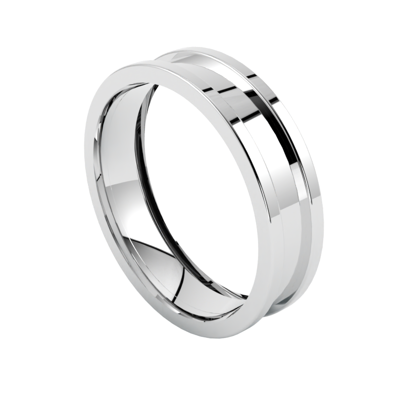 męska nowoczesna obrączka ślubna z białego złota szerokość 5 mm